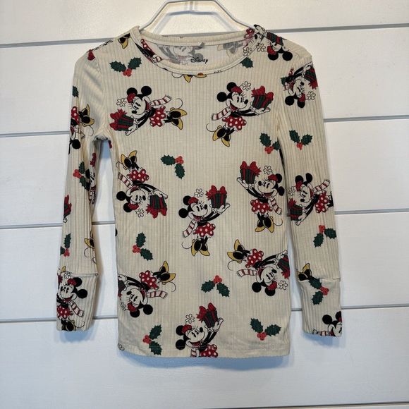 Posh Peanut Christmas Minnie Mouse Pajama Top 3T 4T Ribbed PJ Disney Bamboo FLAW - Picture 2 of 9